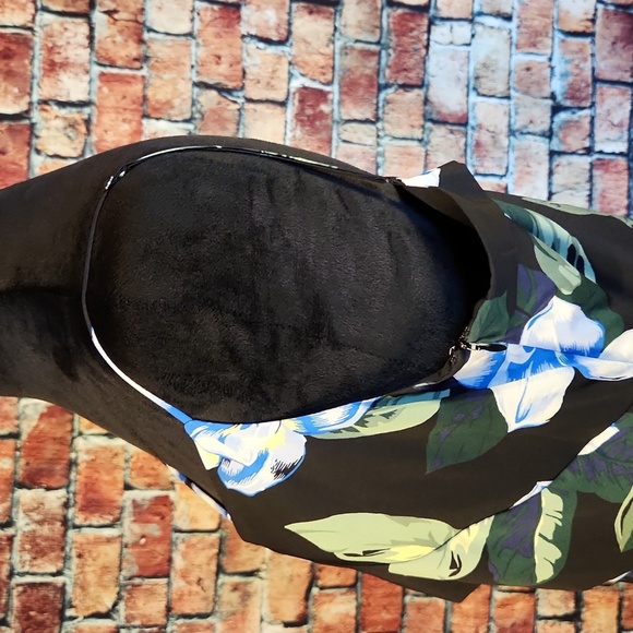 Banana Republic Navy Floral Hawaiian Strappy Dress Lined Asymmetrical 12 Tall - Picture 4 of 16